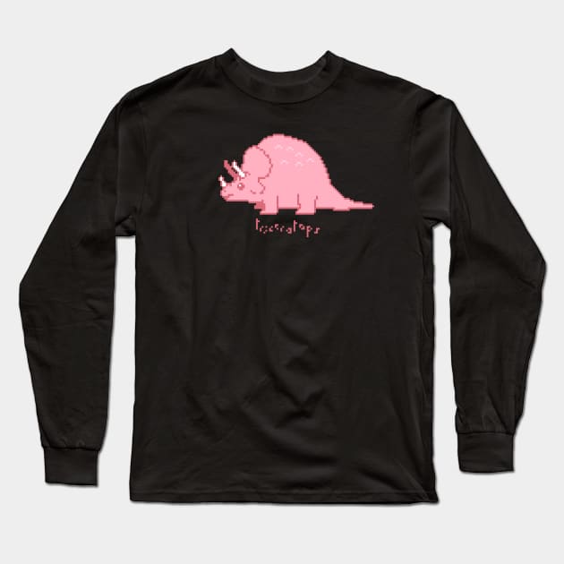 Pixel Art Triceratops Long Sleeve T-Shirt by Trijucre